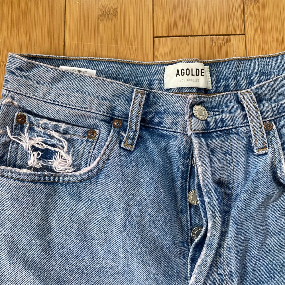 Agolde distressed jean shorts